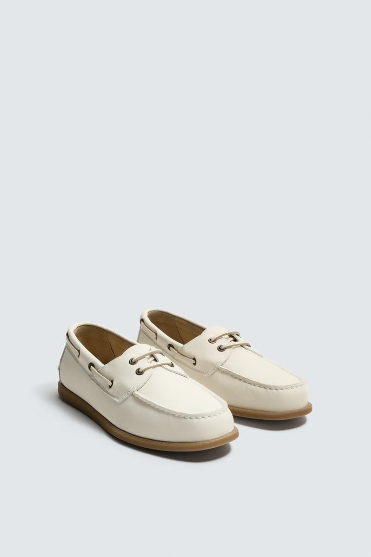 ZARA LEATHER DECK SHOES