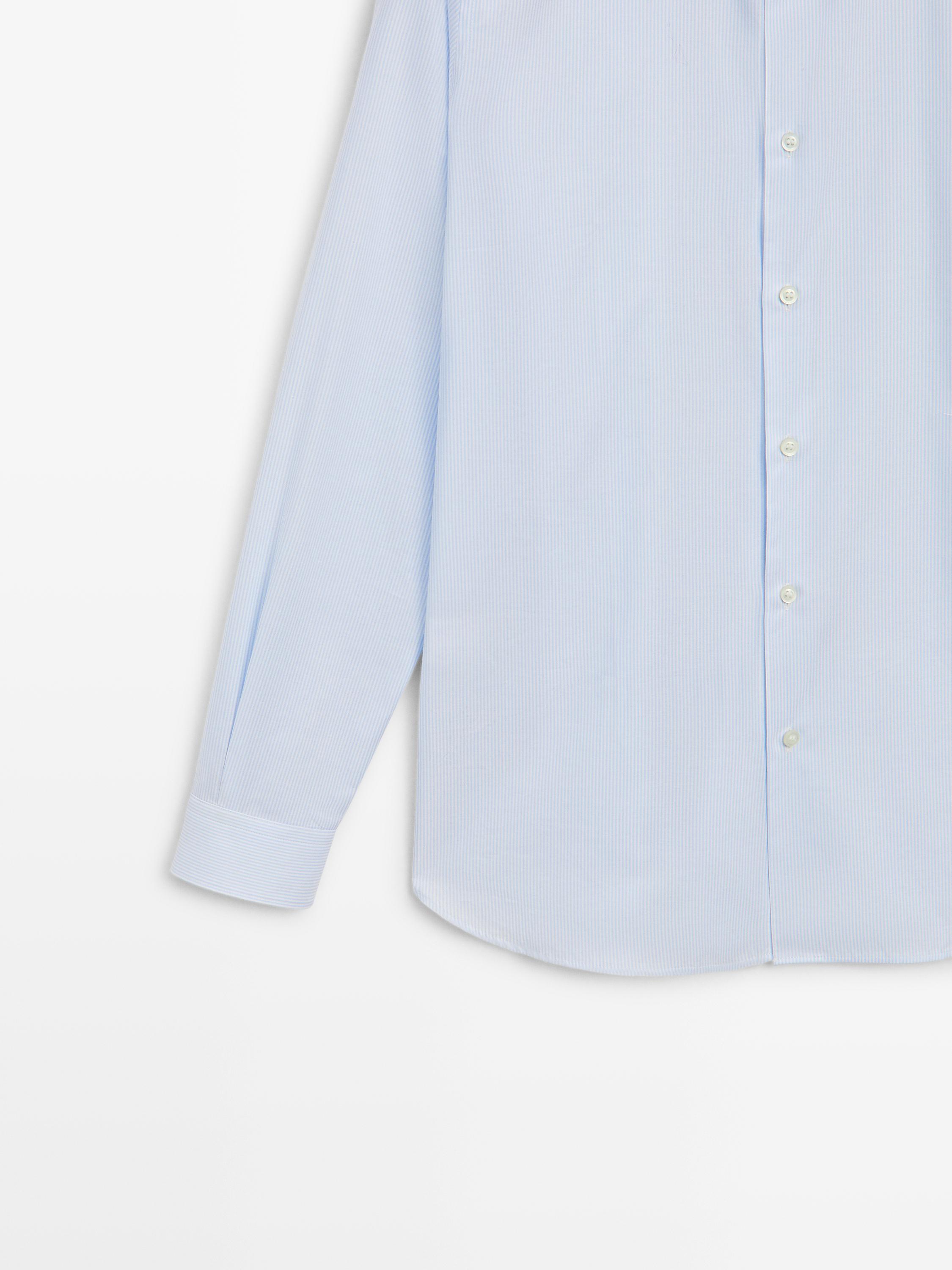 Slim fit striped 100% cotton shirt