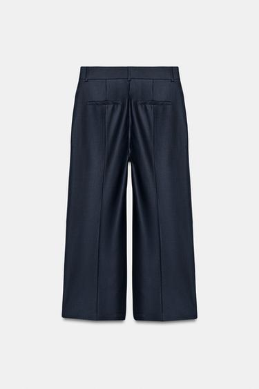 ZW COLLECTION WOOL BLEND PRESSED CREASE TROUSERS - Navy blue by Zara - Image 4