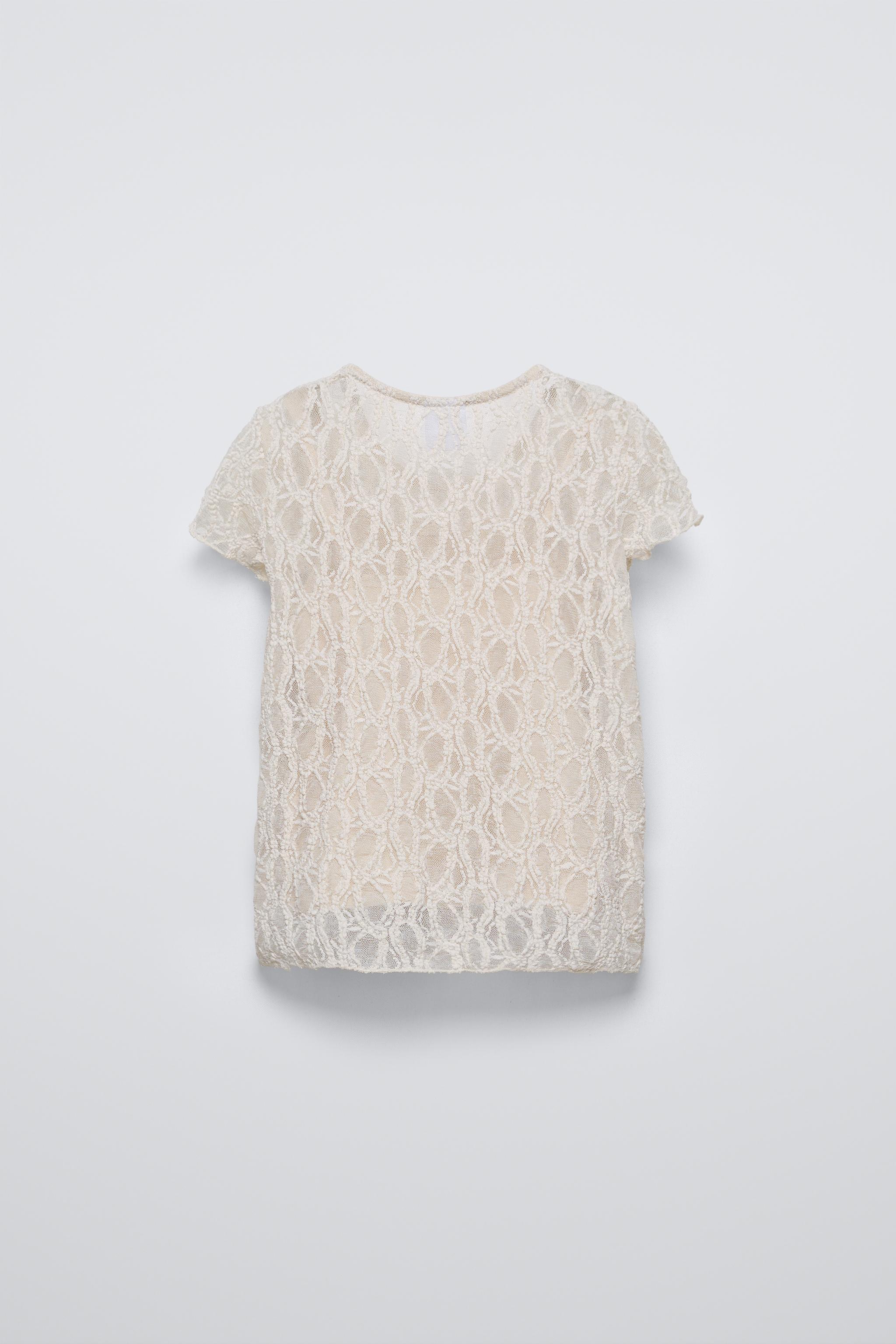 LACE T-SHIRT - Pink | ZARA New Zealand