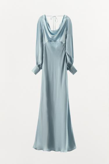 OPEN-BACK SATIN DRESS - Light blue by Zara - Image 5