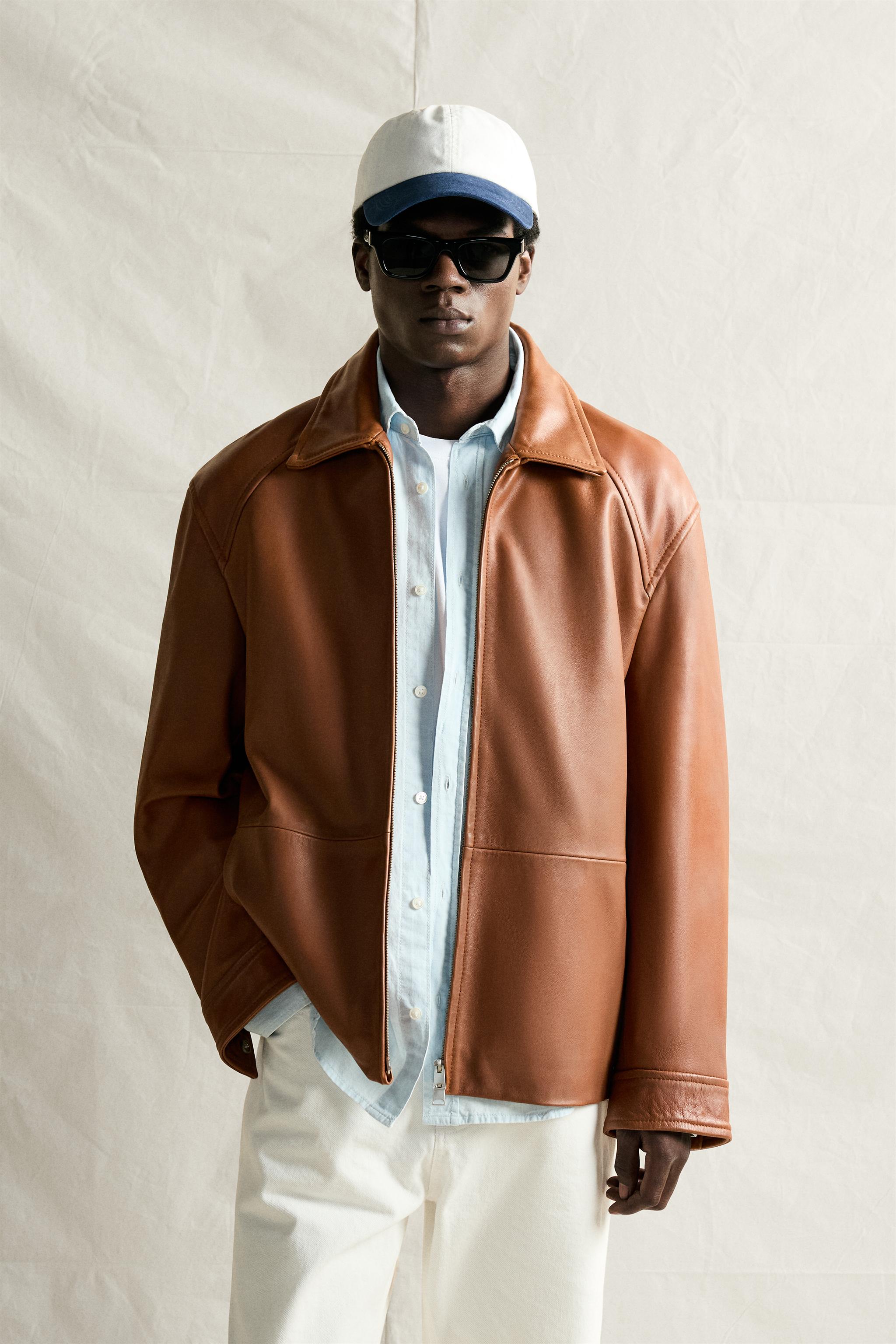 レギュラーフィット レザージャケット - コニャック | ZARA Japan / 日本