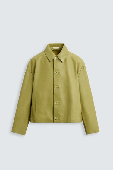 CAMISA COMPRIDA DE COURO - Pistache da Zara
