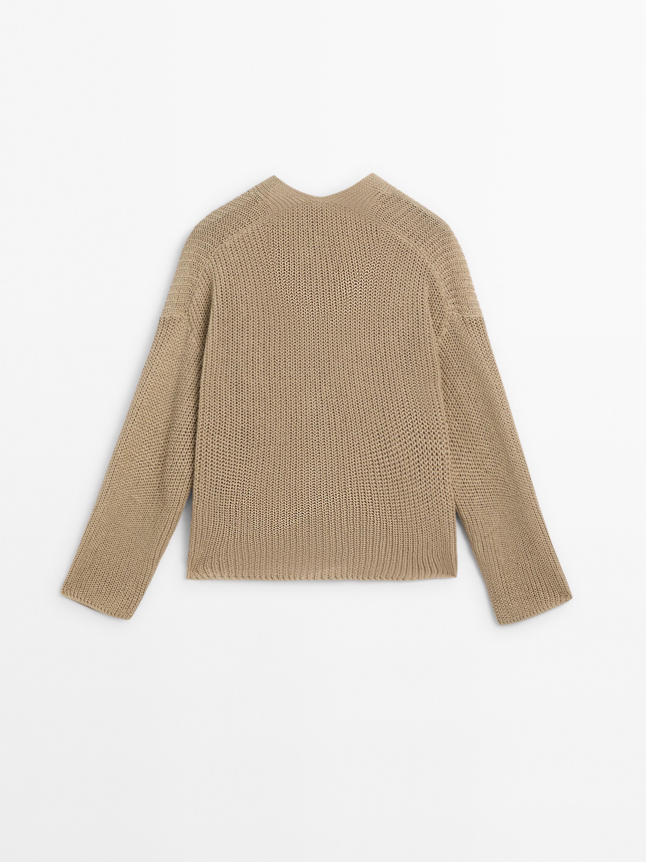 Cotton blend knit cardigan Golden ZARA United States