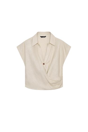 CAMISA DE LINHO COM PREGAS - Areia da Zara