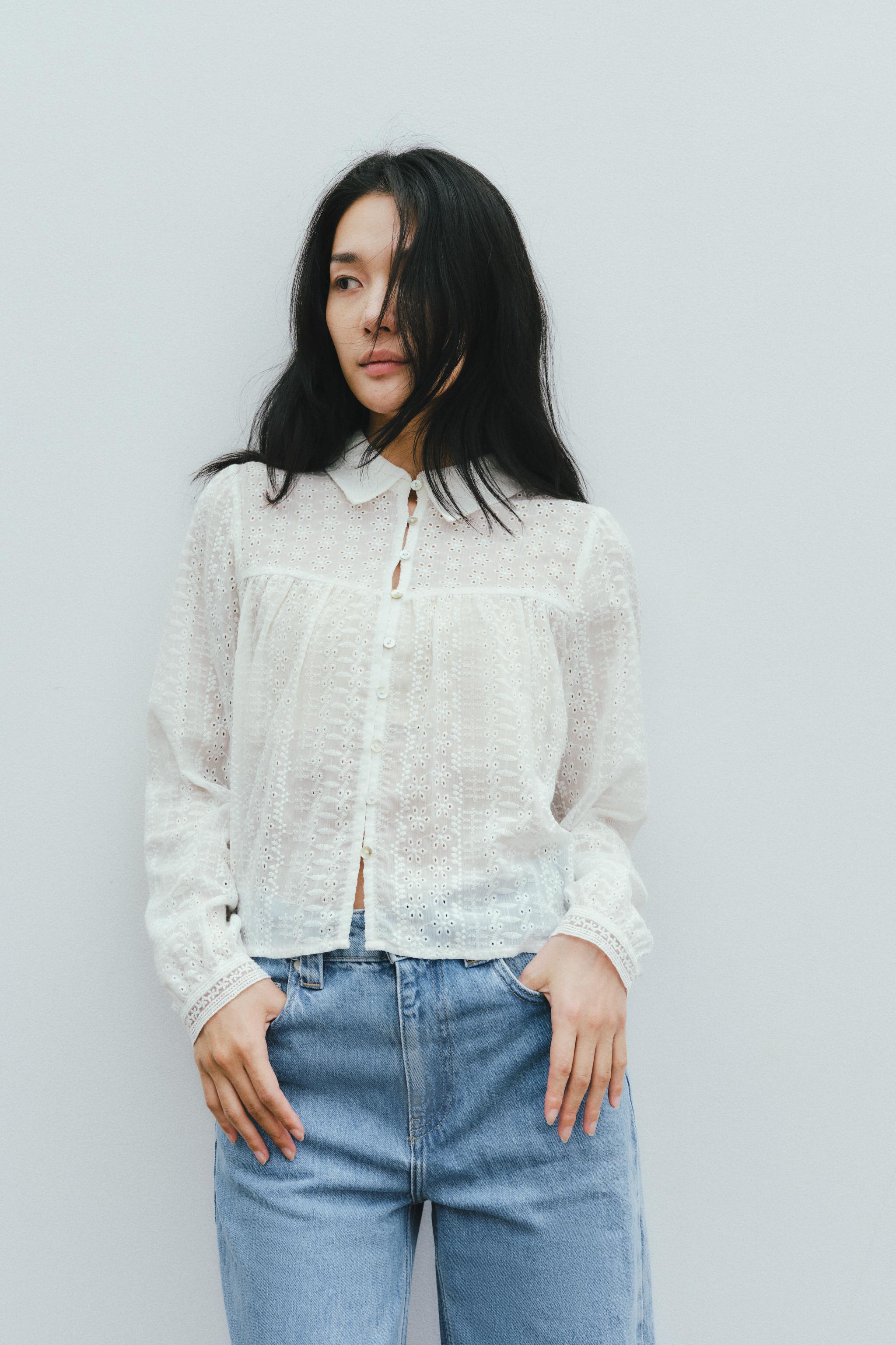 カットワーク刺繍シャツ - ホワイト | ZARA Japan / 日本