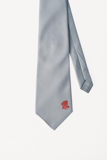 100% SILK EMBROIDERED TIE WILLY CHAVARRIA X ZARA - Sky blue by Zara - Image 4