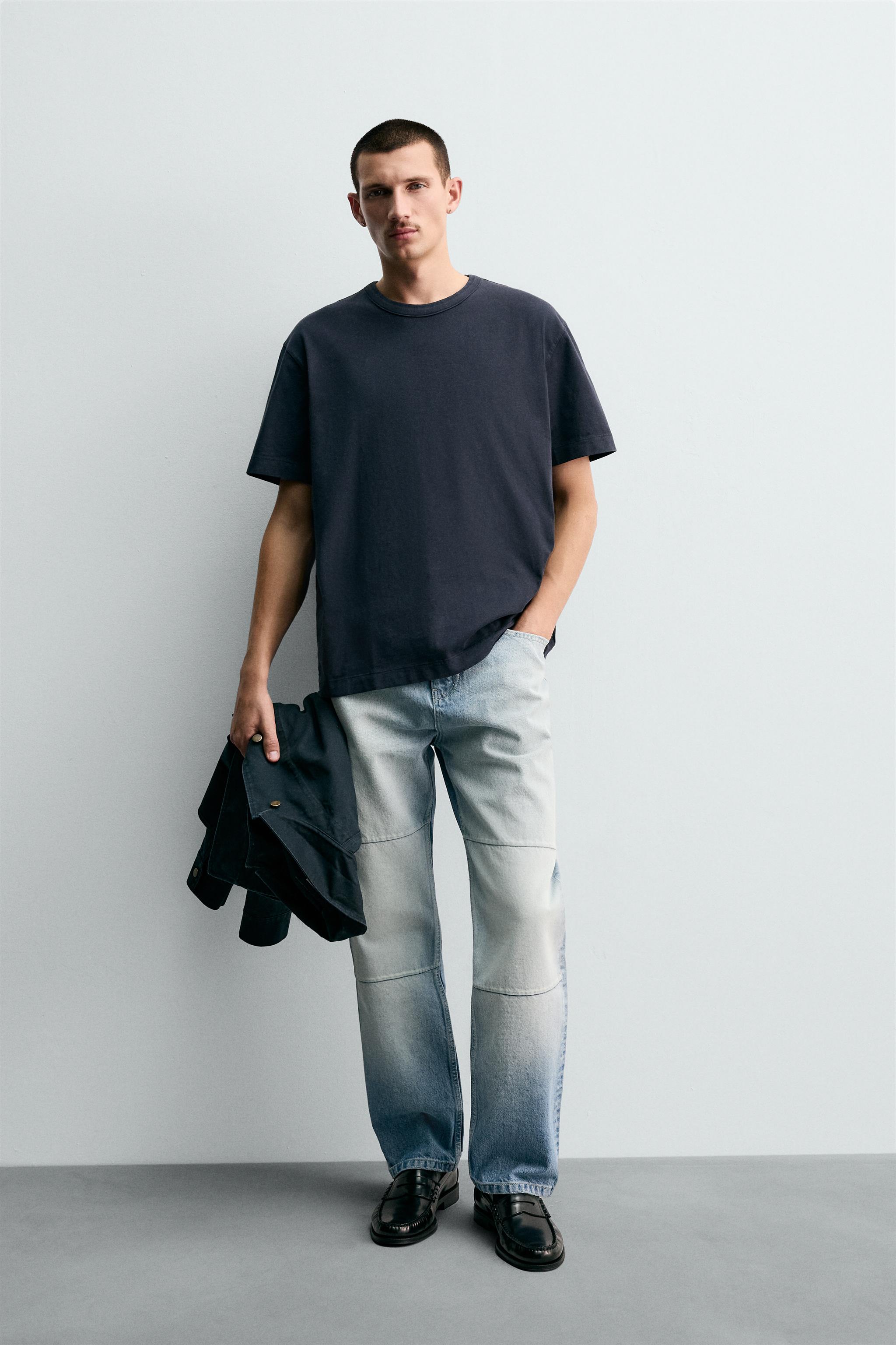 RELAXED FIT BINDING T-SHIRT - Dark navy | ZARA United States