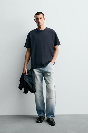 RELAXED FIT T-SHIRT WITH BINDING - Dark navy by Zara - Image 0