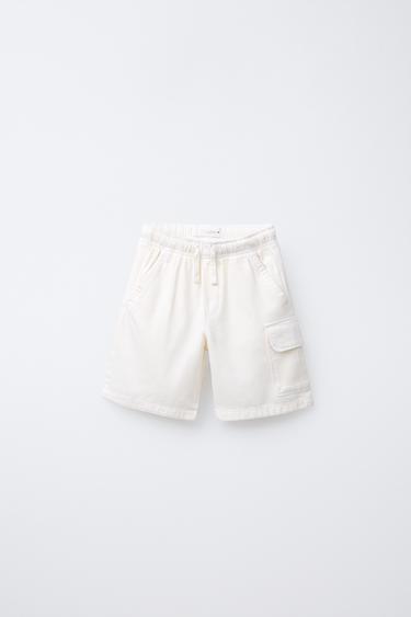 STRAIGHT FLOWING CARGO BERMUDA SHORTS - White by Zara