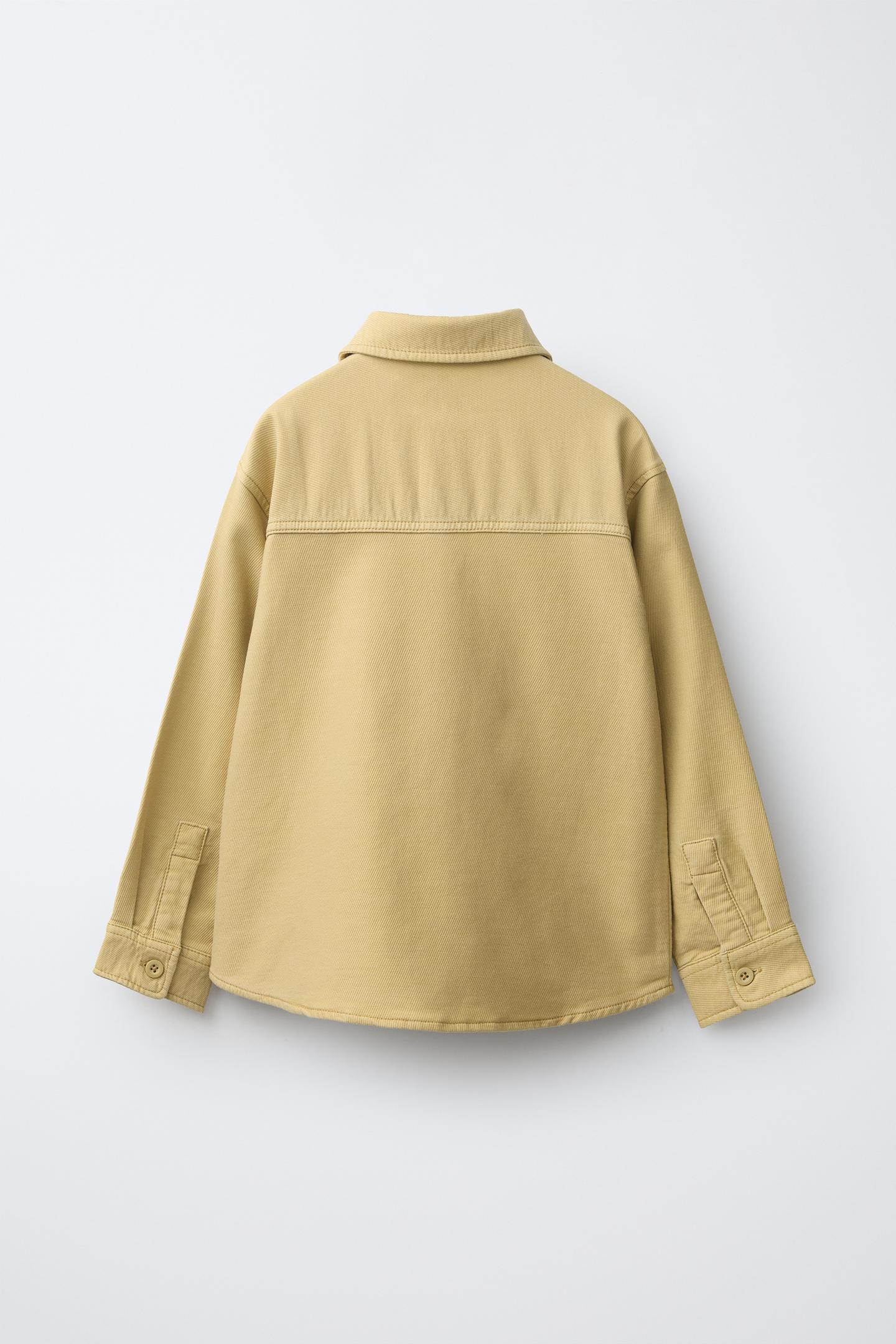Детская рубашка Zara Comfort Overshirt with Pockets, цвет: Горчичный — фото 3