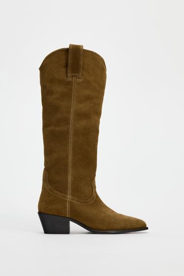 BOTA SERRAJE COWBOY - Marrón Arena de Zara