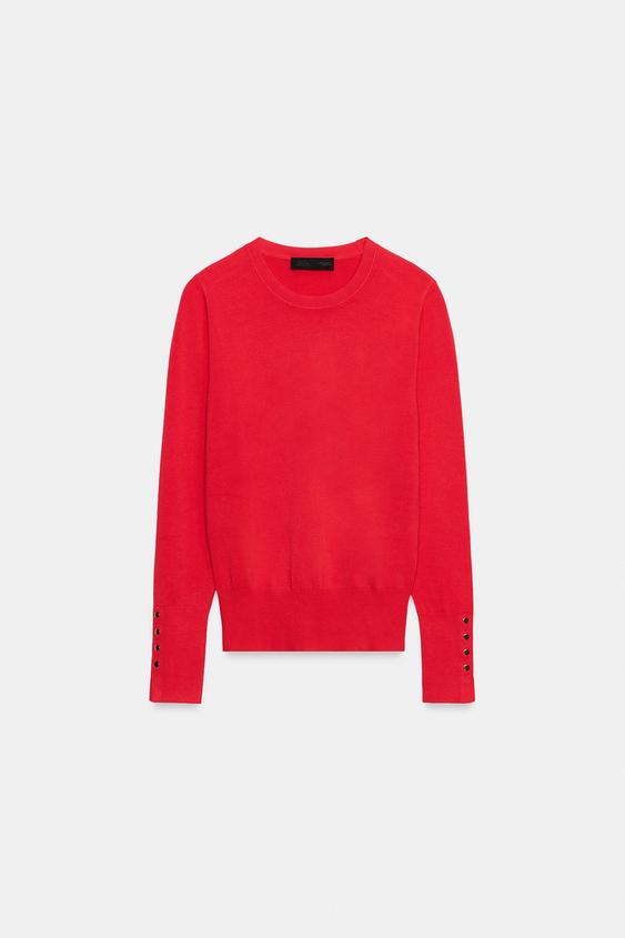 JERSEY BÁSICO PUNTO LISO - Coral rojo de Zara - Imagen 0