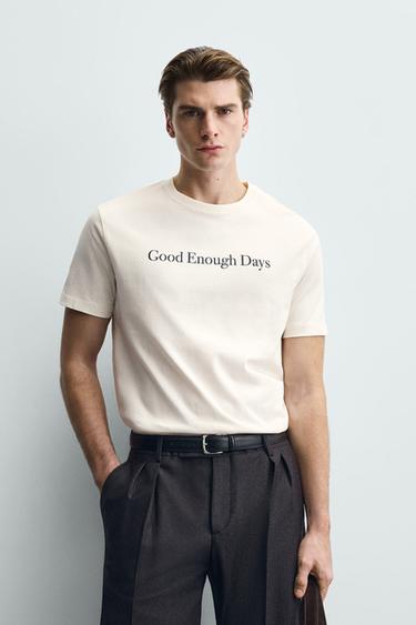 T-SHIRT COM MENSAGEM ESTAMPADA - Cru da Zara