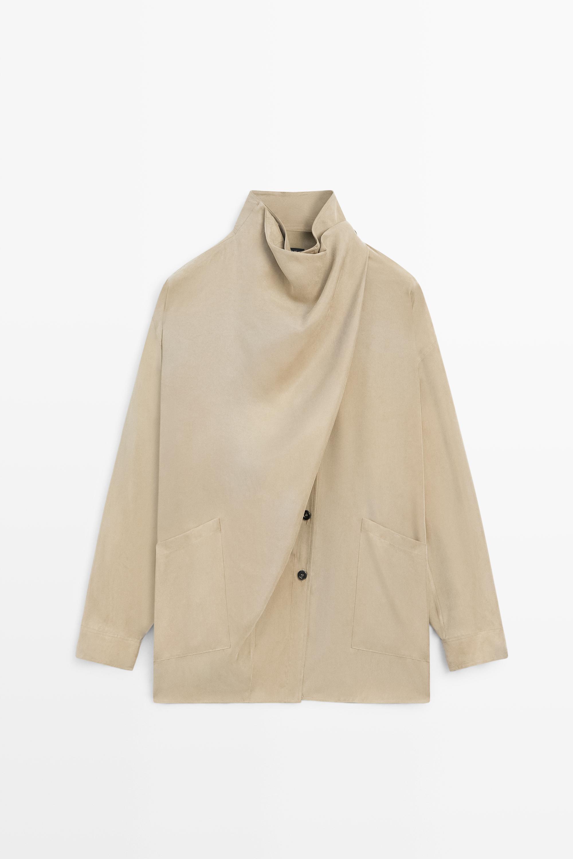 High neck wrap shirt