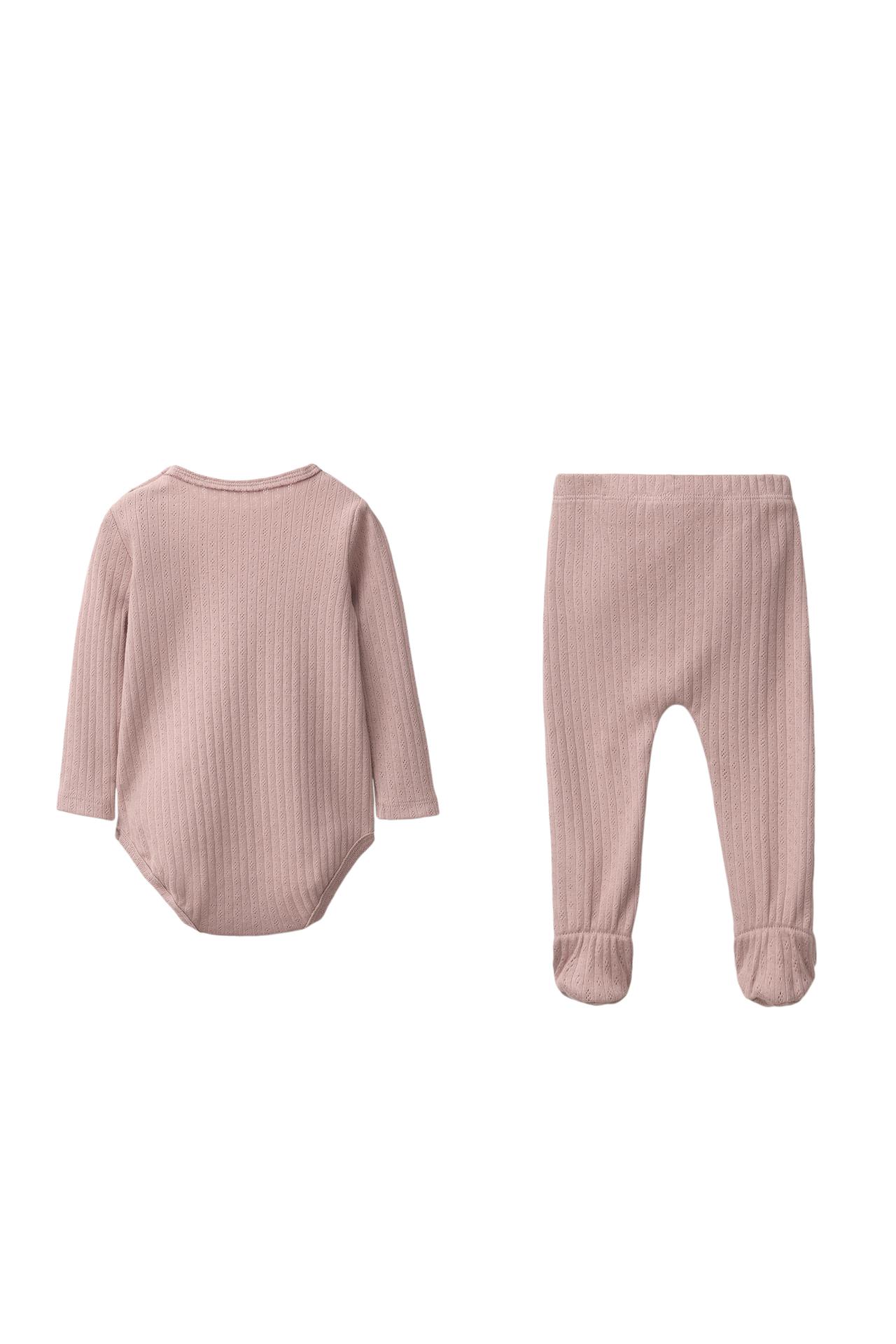 RIBBED BODYSUIT AND LEGGINGS PACK — Chalk pink