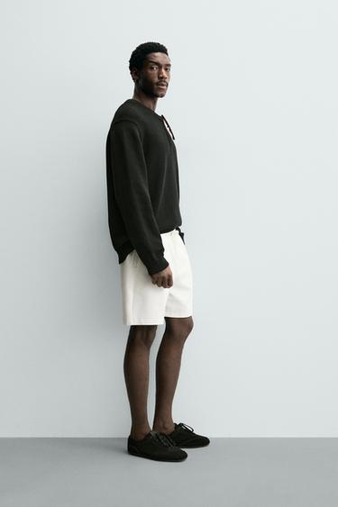 COMFORT TEXTURED BERMUDA SHORTS - Oyster-white by Zara - Image 3