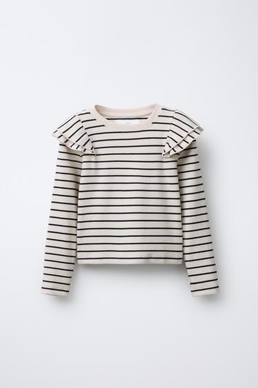 CAMISETA RIB RAYAS VOLANTES - Rayas de Zara