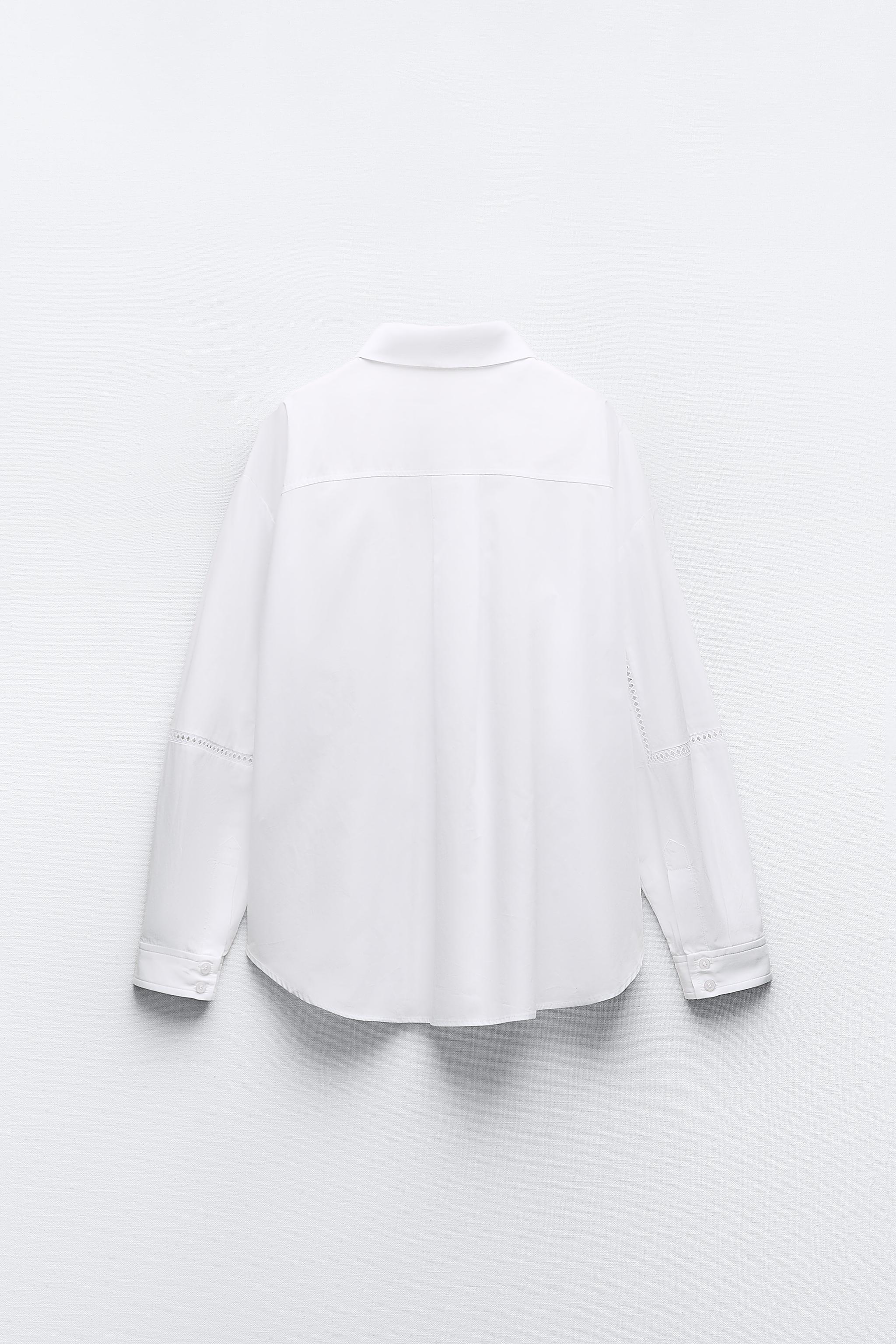 POPLIN SHIRT WITH LACE INSERTS