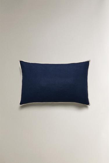 HOUSSE DE COUSSIN LIN BORD - Bleu de Zara - Image 4