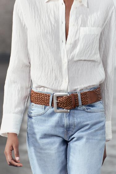 КОЖАНЫЙ ПЛЕТЕНЫЙ РЕМЕНЬ — КОРИЧНЕВЫЙ от Zara — изображение 0