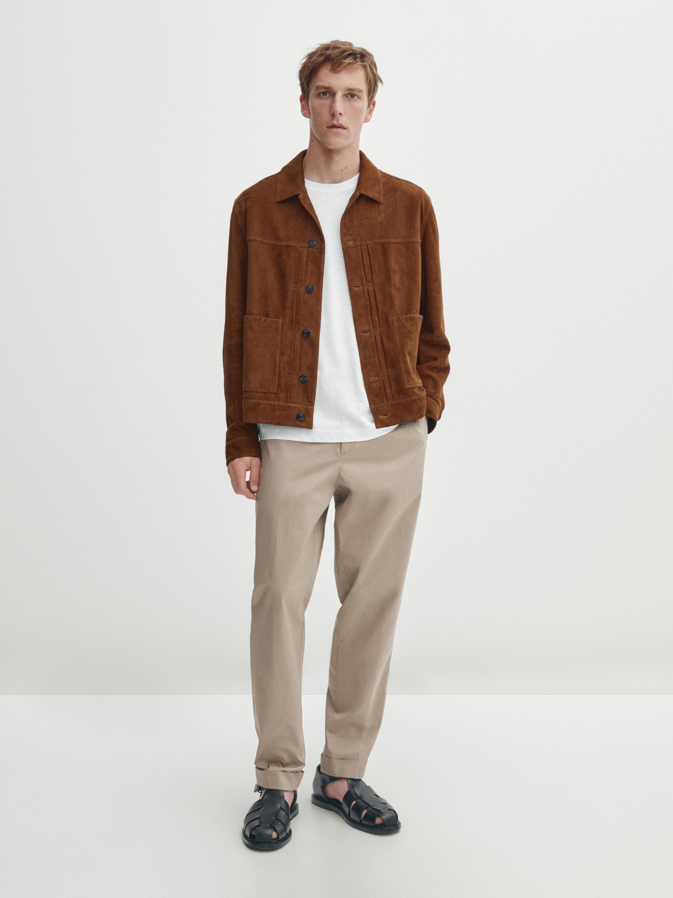 Brown suede fashion jacket zara