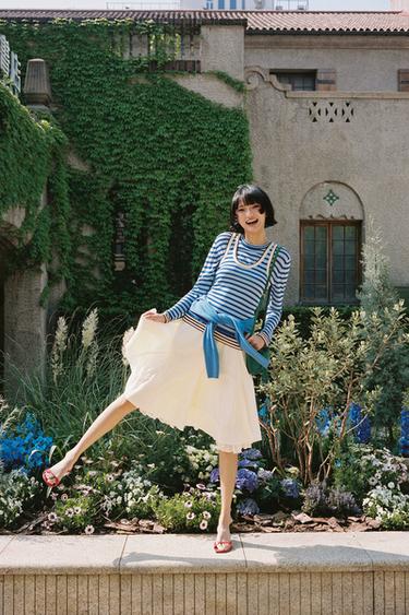 STRIPED KNIT JUMPER - Mid-blue by Zara