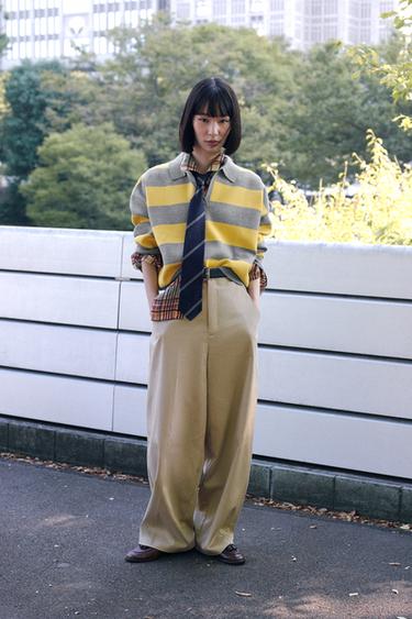 ベルト付きパンツゴールデンブラウンZaraのベルト付きパンツ - ゴールデンブラウン 