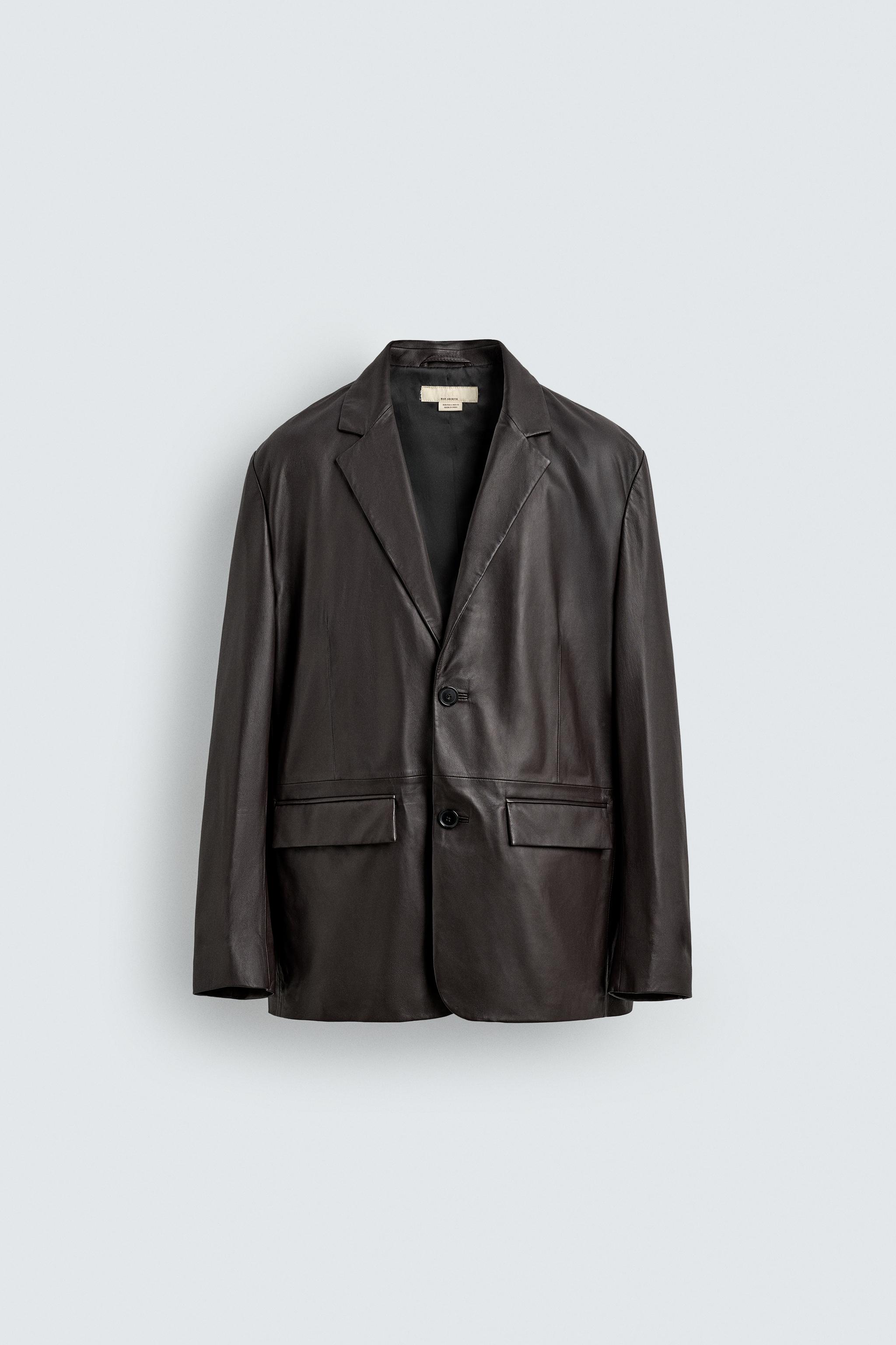 RELAXED FIT LEATHER BLAZER