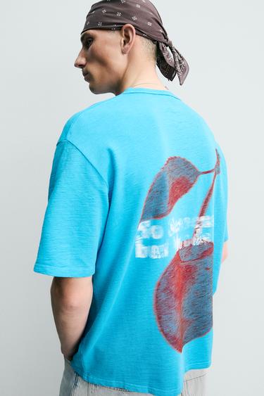 FADED PRINT KNIT T-SHIRT - Aquamarine by Zara - Image 5
