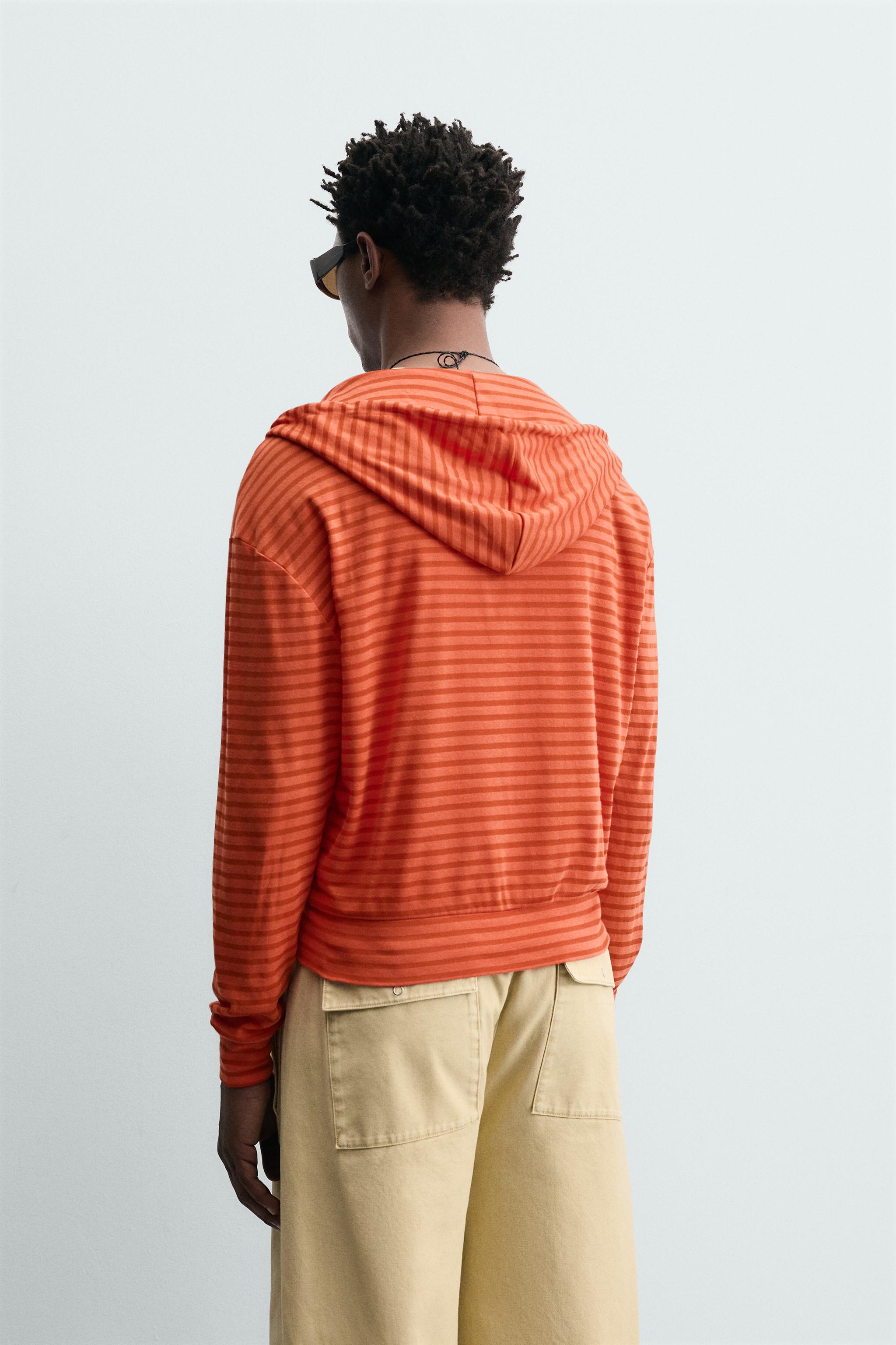 STRIPED HOODED SWEATSHIRT