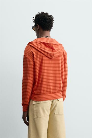 STRIPED HOODIE - Orange by Zara - Image 2
