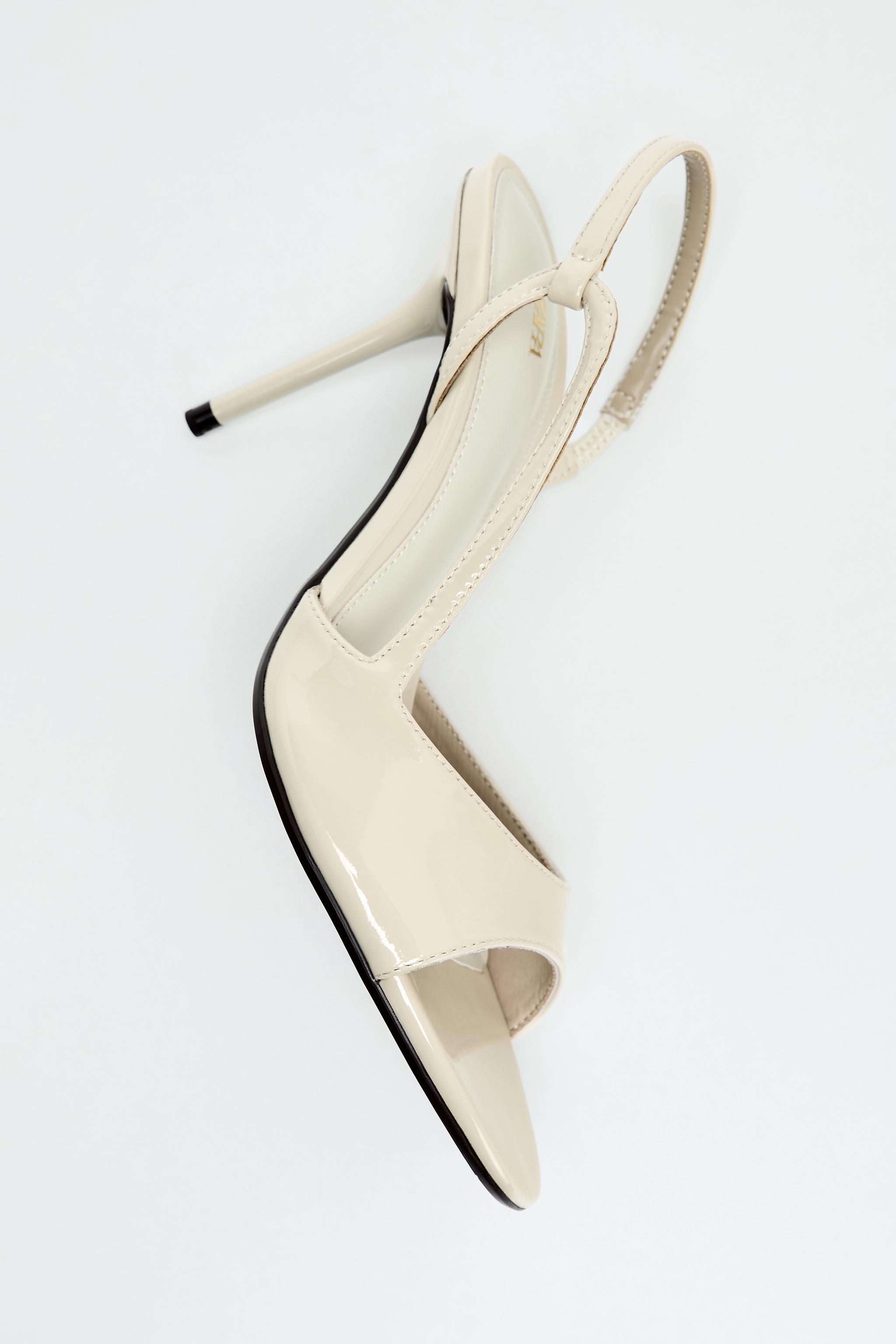 PATENT-EFFECT HIGH-HEEL SANDALS