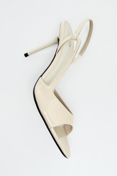 PATENT-EFFECT HIGH-HEEL SANDALS - Ecru White by Zara