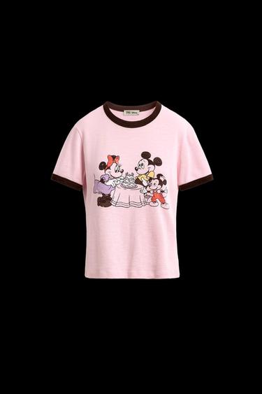 Zara MINNIE + MICKEY T-SHIRT HARRY LAMBERT FOR ZARA X DISNEY - White / Pink