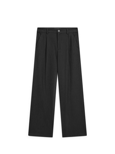 Zara Pinstripe wide-leg trousers - Black