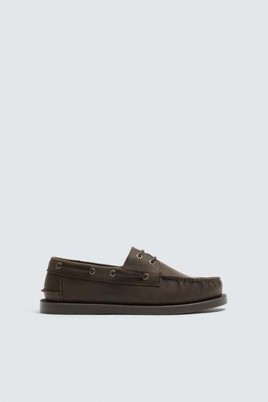 SAPATO NÁUTICO COURO - Preto da Zara