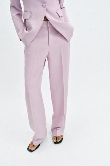 HIGH-WAIST STRAIGHT-LEG TROUSERS - Lilac by Zara
