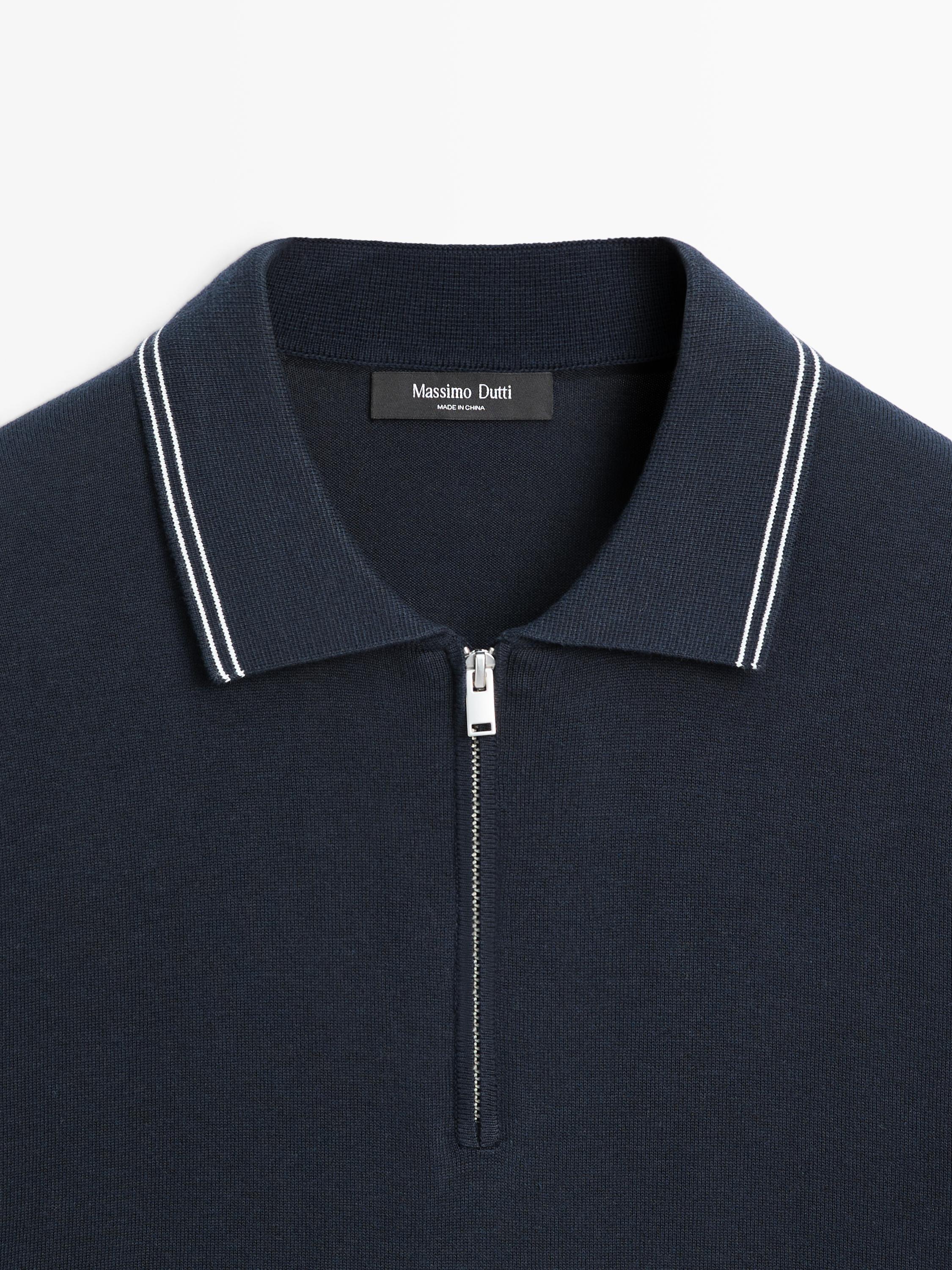 Pull polo en maille à détail de col