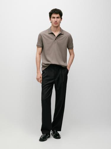 Polo manga corta mezcla algodón - Visón de Zara