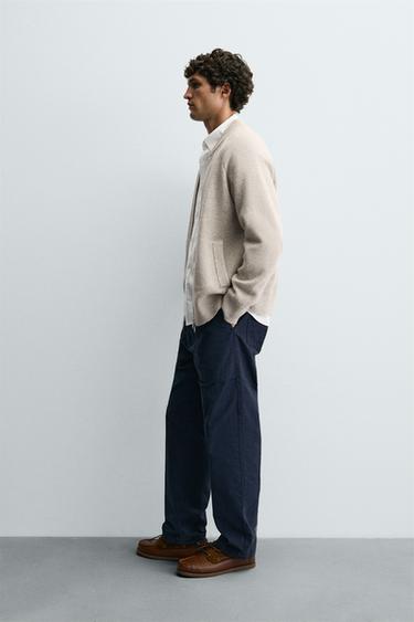 100% WOOL KNITTED BOMBER JACKET - Grey / Beige by Zara - Image 3