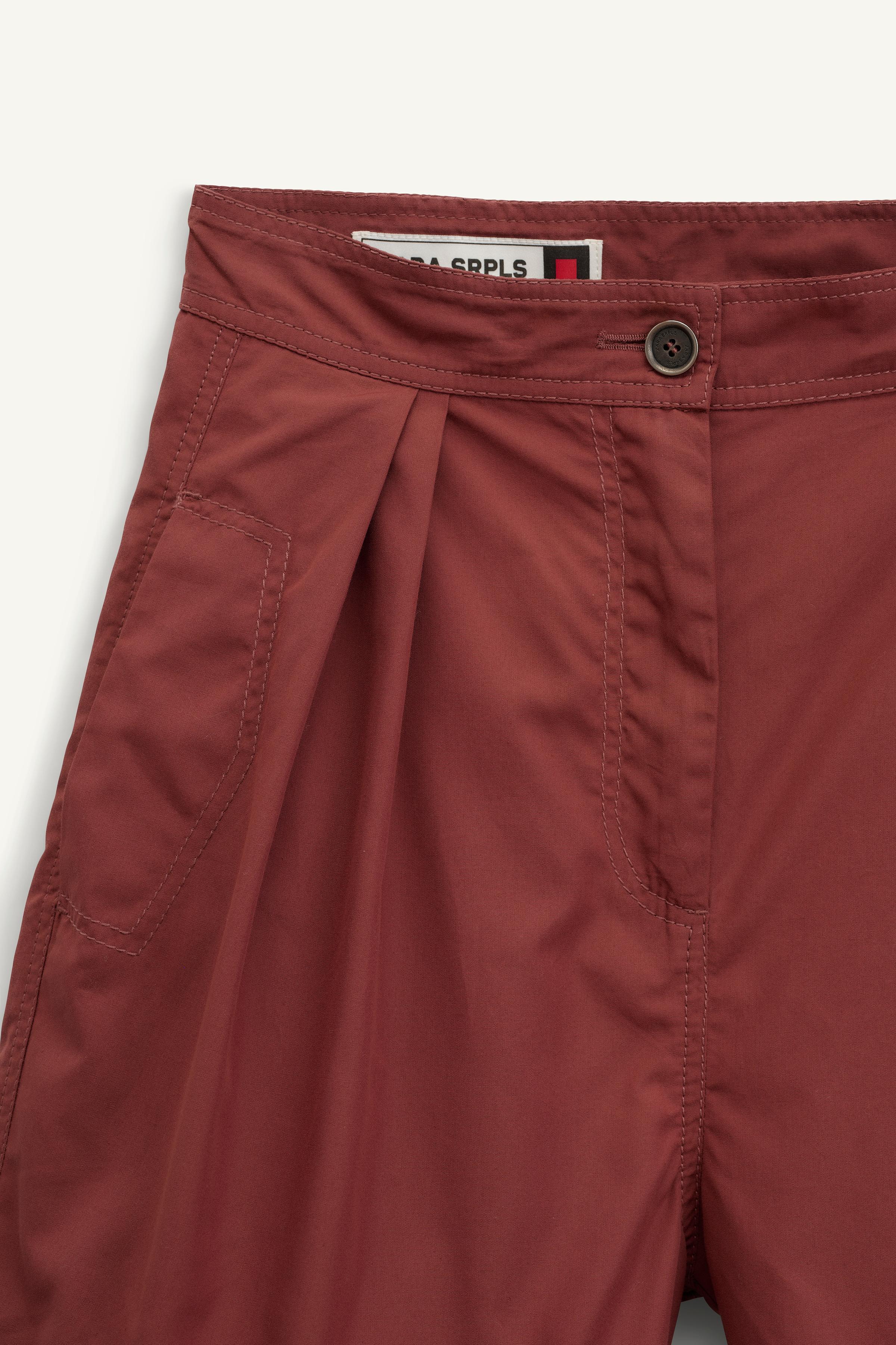 【ZARA】SHRT ST 14 ハイウエストショートパンツ 2851/203/791 SHRT ST 14 - Maroon | ZARA United Kingdom