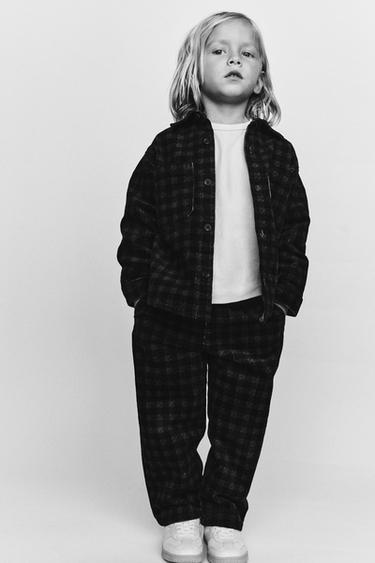 SOBRECAMISA PANA CUADROS - Negro / Verde de Zara