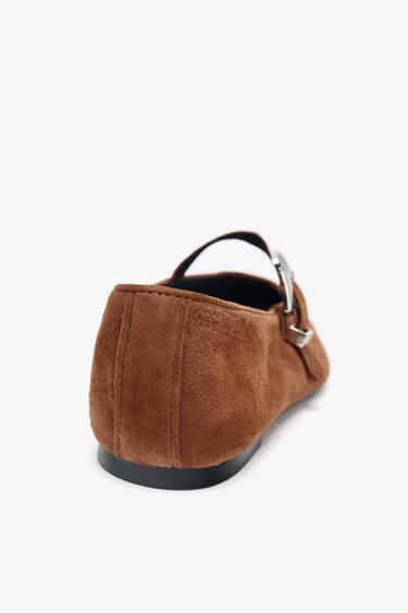 BUCKLE SUEDE BALLERINA SHOES - Brick by Zara - Image 3