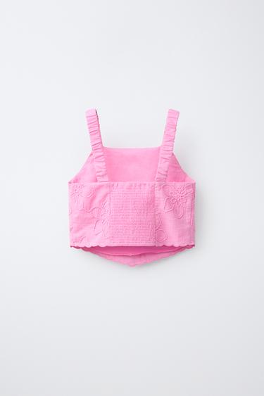 TOP À FLEURS BRODÉES - Rose moyen de Zara - Image 1