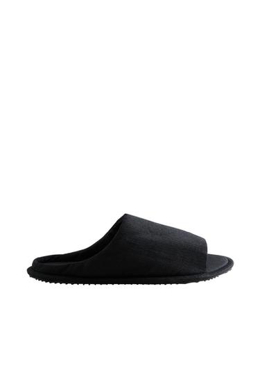 PANTOFOLA APERTA TESSUTO - Blu navy di Zara