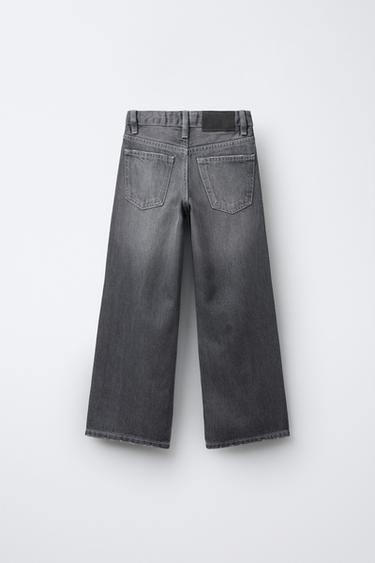 WIDE-LEG JEANS WITH RHINESTONES - Grey by Zara - Image 1