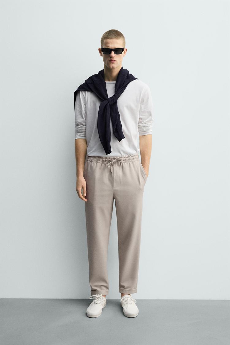 ZARA EASY CARE JOGGER WAIST TROUSERS