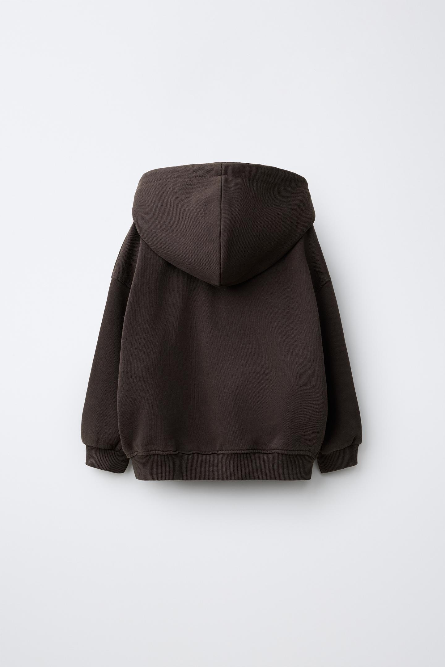Детское худи Zara Zip-Up, цвет: Тёмный коричневый — фото 3