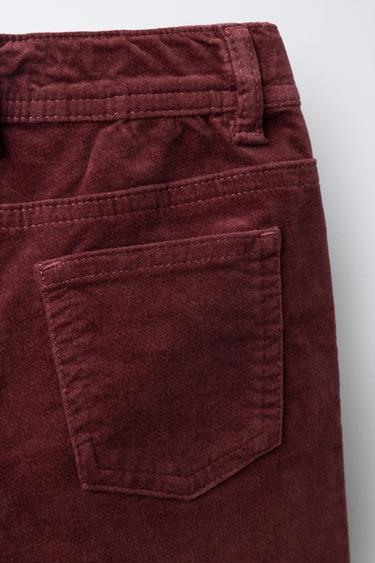 PANTALON EN VELOURS STYLE MARINE - Bordeaux de Zara - Image 3
